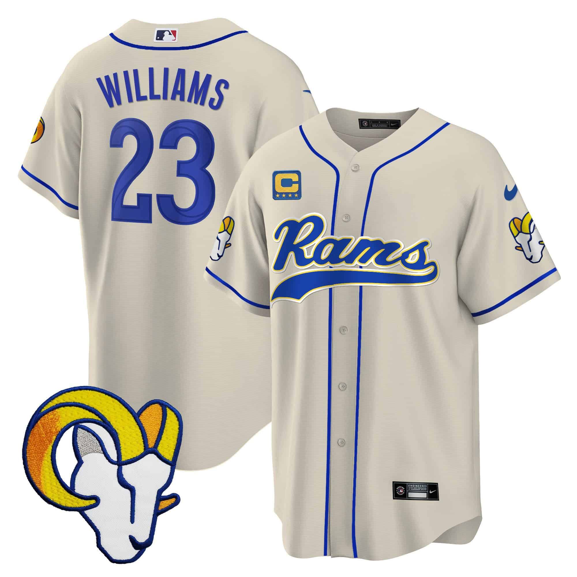 Men Los Angeles Rams #23 Williams Grey 2024 Nike Baseball NFL Jersey
